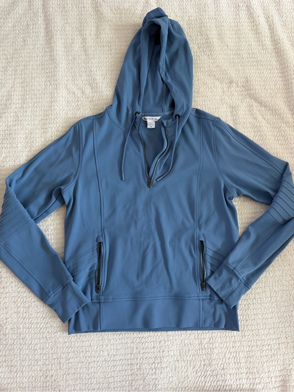 Athleta Slate Blue Half-Zip Hooded Utility Jacket